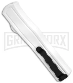 AKC F-20 White D/A OTF Automatic Knife - Spear Point Satin Plain -Akc AKC F 20 D A Spear Point OTF AK White Aluminium 3in Satin BHQ 158200 td siDe large