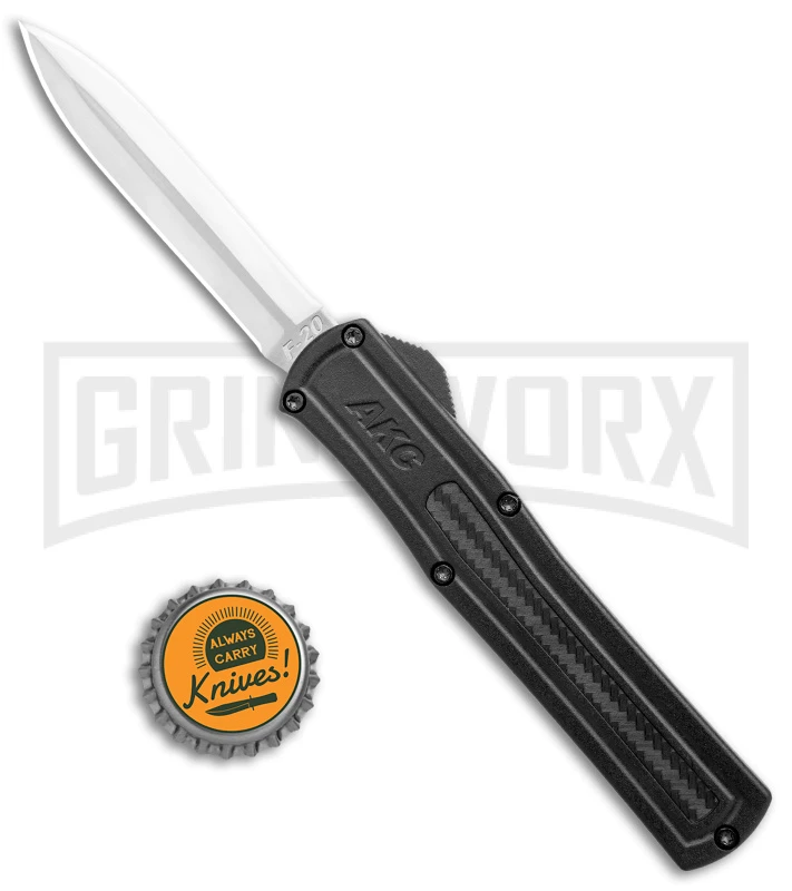 AKC F-20 Black D/A OTF Automatic Knife - Dagger Satin Plain 6 AKC F-20 Black D/A OTF Automatic Knife - Dagger Satin Plain - Image 4