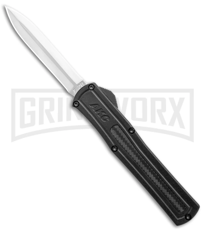 AKC F-20 Black D/A OTF Automatic Knife - Dagger Satin Plain 3 AKC F-20 Black D/A OTF Automatic Knife - Dagger Satin Plain