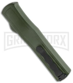 AKC F-20 Green D/A OTF Automatic Knife - Black Plain -Akc AKC F 20 DA Dagger OTF Auto OD Green Black BHQ 140846 jr side large