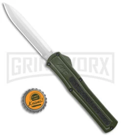 AKC F-20 OD Green D/A OTF Automatic Knife - Satin Plain -Akc AKC F 20 DA Dagger OTF Auto OD Green Satin BHQ 140493 jr bottlecap large