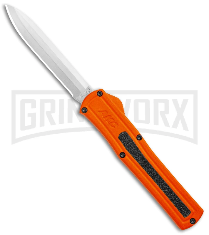 AKC F-20 Orange D/A OTF Drop Point Automatic Knife - Satin Plain 3 AKC F-20 Orange D/A OTF Drop Point Automatic Knife - Satin Plain