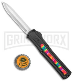 AKC F-20 Black W/ Tie Dye Inlay D/A OTF Automatic Knife - Satin Plain 9 AKC F-20 Black W/ Tie Dye Inlay D/A OTF Automatic Knife - Satin Plain -Akc AKC F 20 DA SP OTF Auto Black Tie Dye Inlay Satin BHQ 152893 jr bottlecap large
