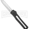 AKC F-20 Black W/ White Inlay D/A OTF Automatic Knife - Satin Plain -Akc AKC F 20 DA SP OTF Auto Black White Inlay Satin BHQ 152917 jr large