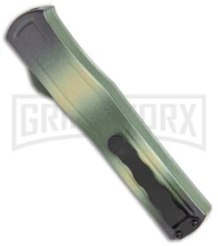 AKC F-20 Camo D/A OTF Automatic Knife - Spear Point Satin Plain -Akc AKC F 20 DA SP OTF Auto Camo Satin BHQ 141095 jr side large