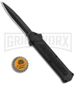 AKC F-16 Black Inlay D/A OTF Automatic Knife - Bayo Black Plain -Akc AKC F DA Bayo OTF Black Inlay Black BHQ 83219 jr bottlecap large