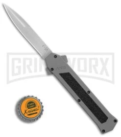 AKC F-16 Gray D/A OTF Automatic Knife - Bayo Satin Plain -Akc AKC F16 DA Bayo Satin Plain BP 25691 er bottlecap large