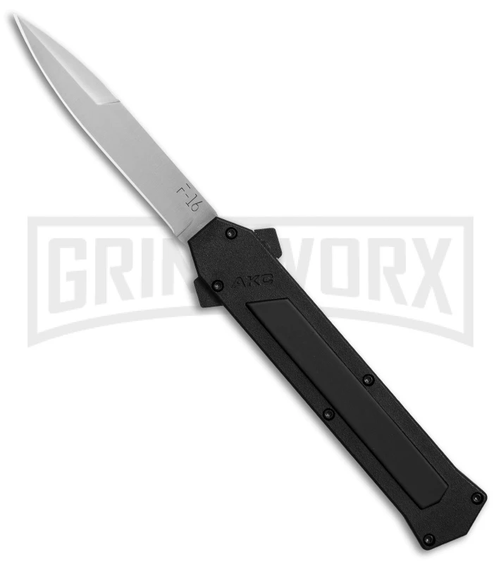 AKC F-16 Black Inlay D/A OTF Automatic Knife - Bayo Satin Plain 3 AKC F-16 Black Inlay D/A OTF Automatic Knife - Bayo Satin Plain