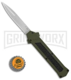 AKC F-16 OD Green D/A OTF Automatic Knife - Bayo Satin Plain -Akc AKC F16 OD Green DA Bayo Satin Plain BP 25690 er bottlecap large