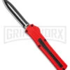 AKC F-20 D/A Dagger Dark Red Aluminum OTF Automatic Knife - Two Tone Plain -Akc AKC F20 DA Dagger OTF AK Red Alum 3in Two Tone BHQ 178590 td large