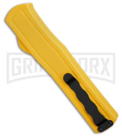 AKC F-20 D/A Dagger Yellow Aluminum OTF Automatic Knife - Satin Plain 8 AKC F-20 D/A Dagger Yellow Aluminum OTF Automatic Knife - Satin Plain -Akc AKC F20 DA OTF AK Dagger yellow Alum 3in Satin BHQ 178761 td side large