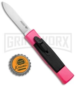 AKC Minion Concord Hot Pink OTF Automatic Knife - Flat Satin Plain -Akc AKC Minion Concord OTF Hot Pink BHQ 72004 jr bottlecap large