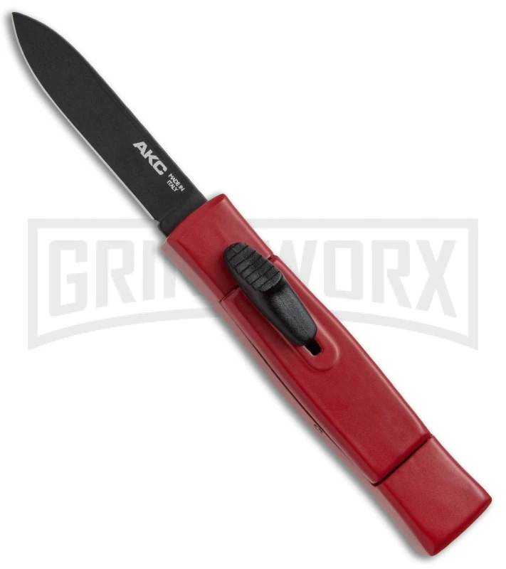 AKC Minion Concord Red OTF Automatic Knife - Black Plain 3 AKC Minion Concord Red OTF Automatic Knife - Black Plain