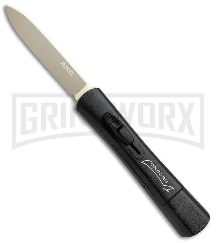 AKC Concord Black OTF Automatic Knife - Flat Gold Plain 3 AKC Concord Black OTF Automatic Knife - Flat Gold Plain