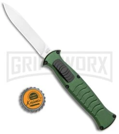AKC X-treme EVO Green OTF Automatic Knife - Satin Plain -Akc AKC X treme EVO OTF Auto Green Satin BHQ 105417 jr bottlecap large