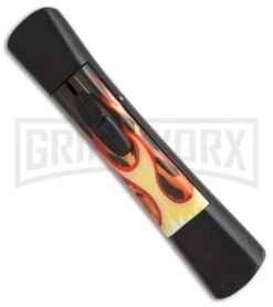 AKC Concord Flames OTF Automatic Knife - Flat Grind Black Plain -Akc AKC concord flames flat grind black plain BP 19005 er side large