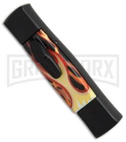AKC Minion Concord Flames OTF Automatic Knife - Black Flat -Akc AKC minion concord flames black flat BHQ 19002 er side large