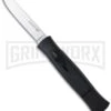 AKC 077 Concord Black OTF Automatic Knife - Flat Grind Satin Plain -Akc akc 770 black silver flat large