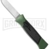 AKC 777 Blackfinger Green/Black OTF Automatic Knife - Flat Grind Satin Plain -Akc akc 777 green satin flat BHQ 34856 jr large