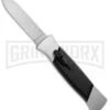 AKC 777 Blackfinger Brushed Aluminum OTF Automatic Knife - Flat Grind Satin -Akc akc blackfinger brushed alum satl bhq 50801 jr large