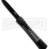 AKC Concord Jolly Roger OTF Automatic Knife - Flat Grind Black Plain -Akc akc concord skull flat large