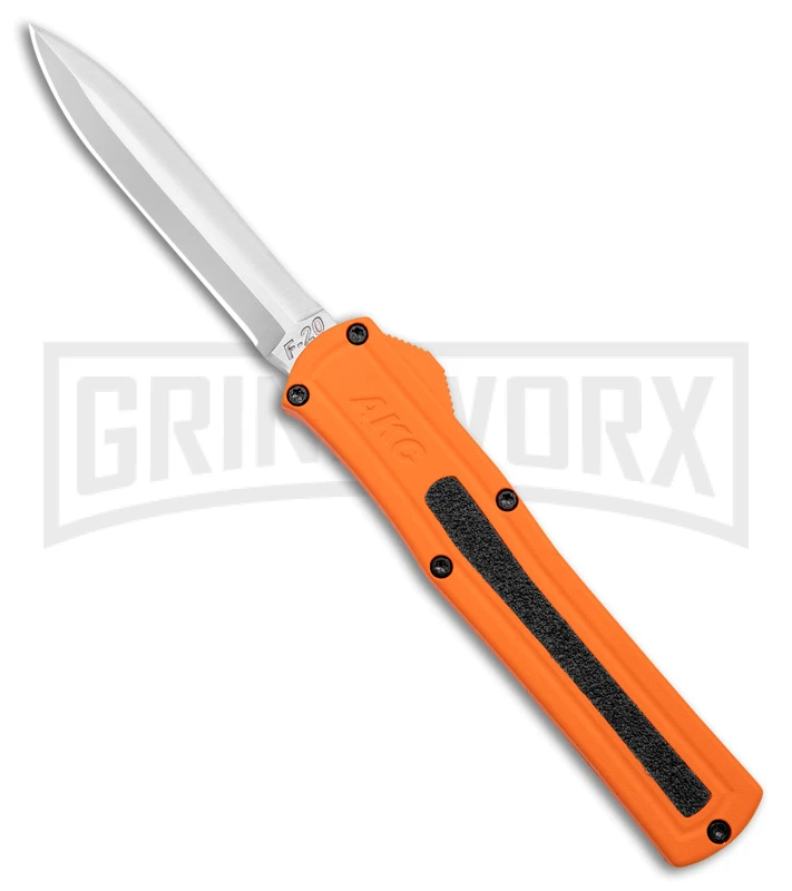 AKC F-20 Orange D/A OTF Dagger Automatic Knife - Satin Plain 3 AKC F-20 Orange D/A OTF Dagger Automatic Knife - Satin Plain