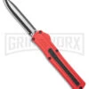 AKC F-20 Red D/A OTF Automatic Knife - Two Tone Plain -Akc akc f 20 da otf auto black red aluminum tt dagger BHQ 177264 jr large