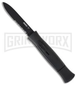 AKC 077 Concord Black OTF Automatic Knife - Flat Black Serr