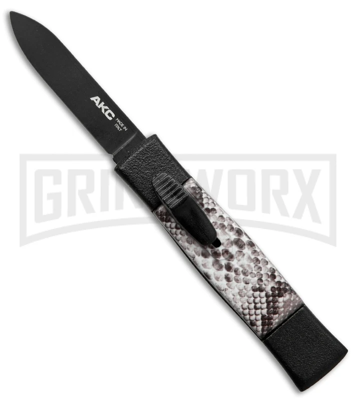 AKC Minion Concord Snake Skin OTF Automatic Knife - Flat Grind Black Plain 3 AKC Minion Concord Snake Skin OTF Automatic Knife - Flat Grind Black Plain