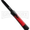 AKC Concord Black/Red OTF Automatic Knife - Flat Grind Black Plain -Akc conc black red single black large