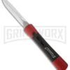 AKC Concord Red/Black OTF Automatic Knife - Dagger Satin Plain -Akc concord red black inserts satin dagger otf large