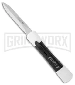 AKC Concord White/Black OTF Automatic Knife - Dagger Satin Plain
